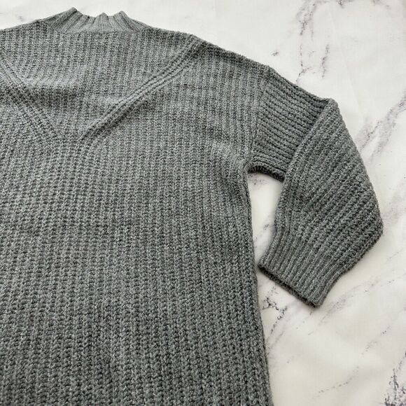 Old Navy Womens Sweater Knit Shift Dress Size L Light Gray Mock Neck Chunky - Picture 10 of 12